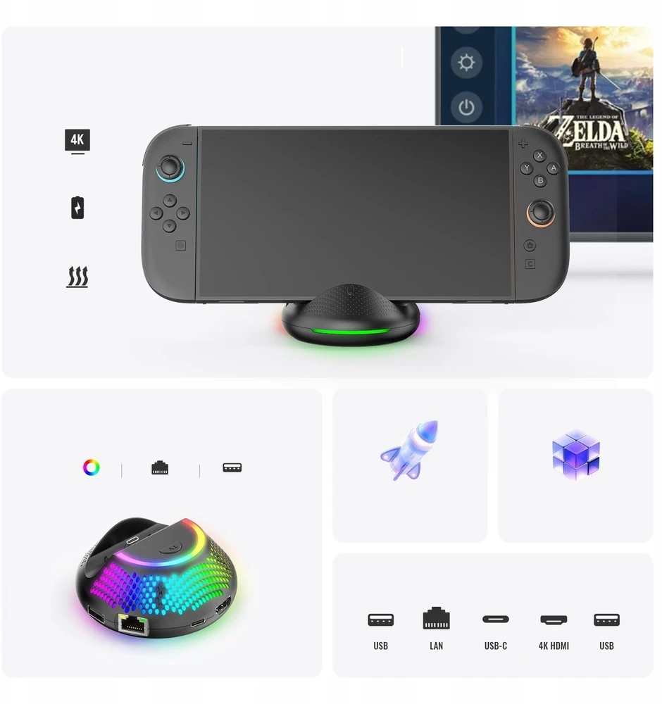 JYS Docking Station JYS-NS2289 RGB HDMI 4K Nintendo Switch 2 su įkrovikliu (SB11131)