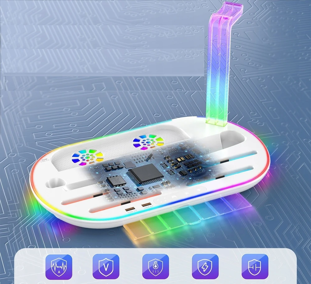 JYS Įkrovimo stotis RGB + Organizatorius skirtas Nintendo Switch 2 NS 2 Joy-Con Pro Pad NS2322-V1 Balta (SB11128)
