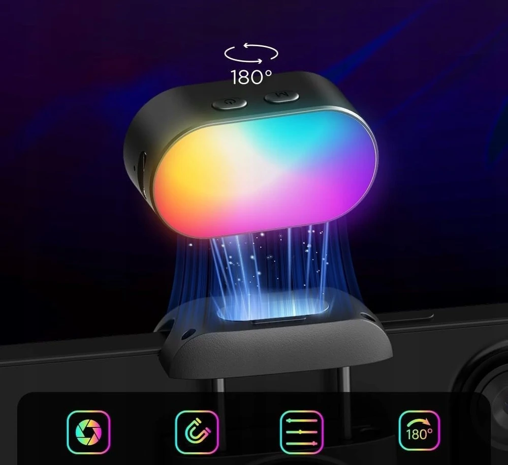 Studijinė lemputė RGB magnetinė LED, skirta Gimbala Smart S2 X Pro X XE XR V8 / AOCHUAN P03