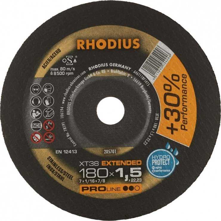Rhodius XT38 205701 Tiesi pjovimo plokštelė 180 mm 22,23 mm 1 vnt