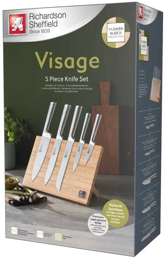Richardson Sheffield Visage - 5 vnt peilių magnetinis bambukinis blokelis