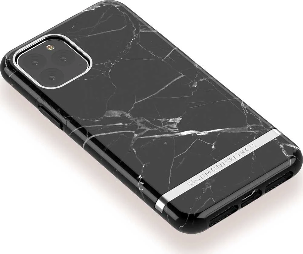 Dėklas Richmond & Finch Juodas Marble, iPhone 11, sidabrinis details, juodas