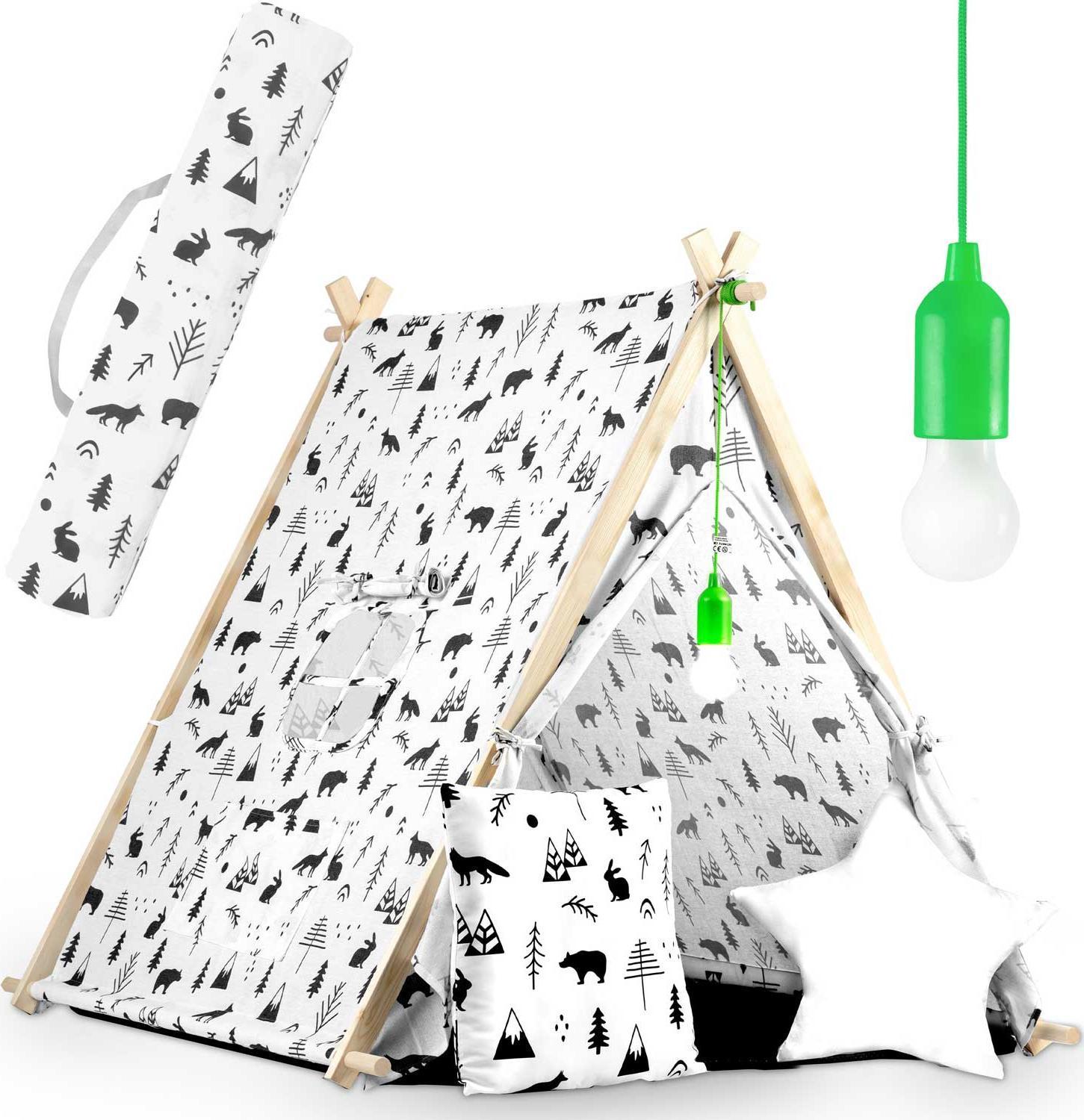 Ricokids Vaikų namelio palapinė su lempa - balta