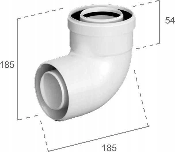Ricomgas Kamino alkūnė koncentrinė 87° DN80/125