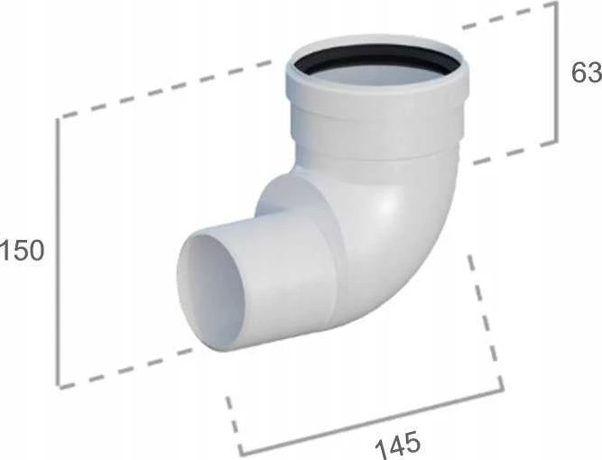Ricomgas Kamino alkūnė 87° redukuota DN60-80
