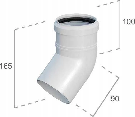 Ricomgas Kamino alkūnė 45° DN80