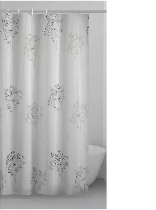 Dušo užuolaida Ridder, balta/juoda, 180 cm x 200 cm