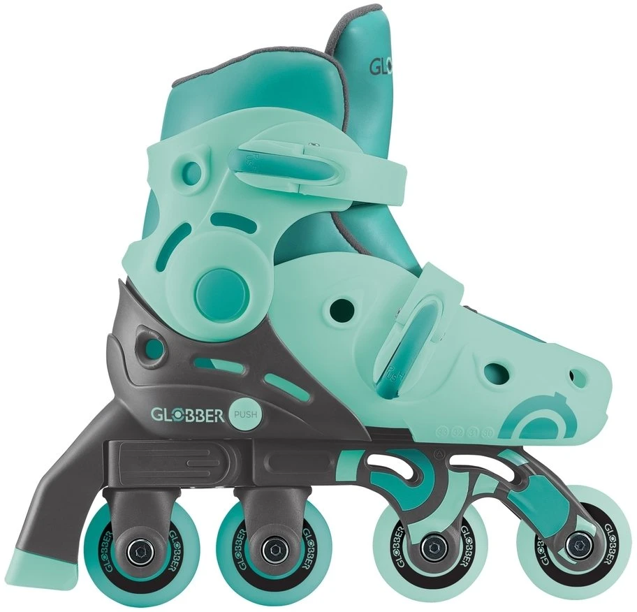 Mokomieji riedučiai Globber Learning Skates 2in1, S/M 30-33, 5+ m., mėtiniai