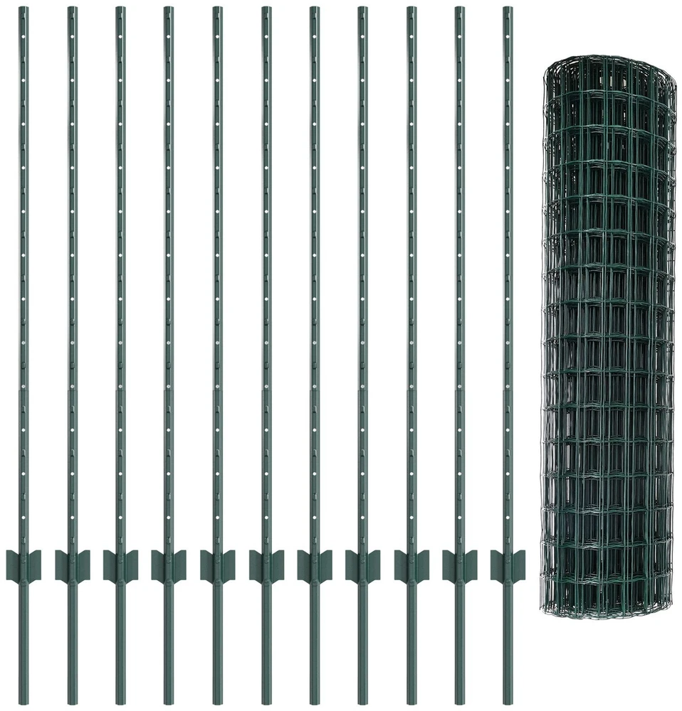 Euro tvoros su stulpu 25 x 1,2 m PVC dengtas plienas Žalia
