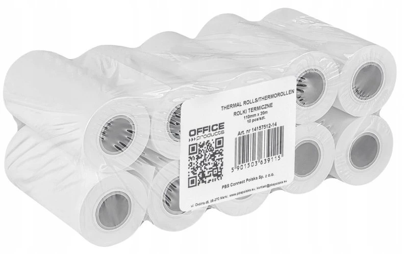 OfficeProducts Terminis popierius OFFICE PRODUCTS, 110 mm x 20 m, 48 g/m² +/- 6, 10 vnt., baltas