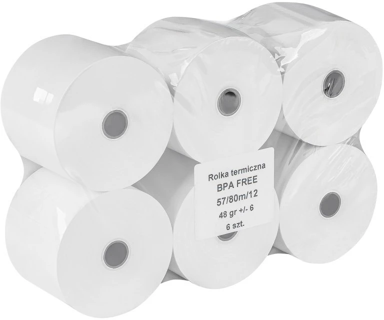 „OfficeProducts“ termoritiniai ritinėliai OFFICE PRODUCTS, 57 mm x 80 m, 48 g/m² +/- 6, 6 vnt., balti
