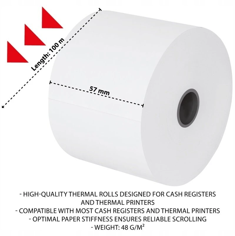 „OfficeProducts“ termoritinėliai „OFFICE PRODUCTS“, 57 mm x 100 m, 48 g/m² ± 6, 6 vnt., balti