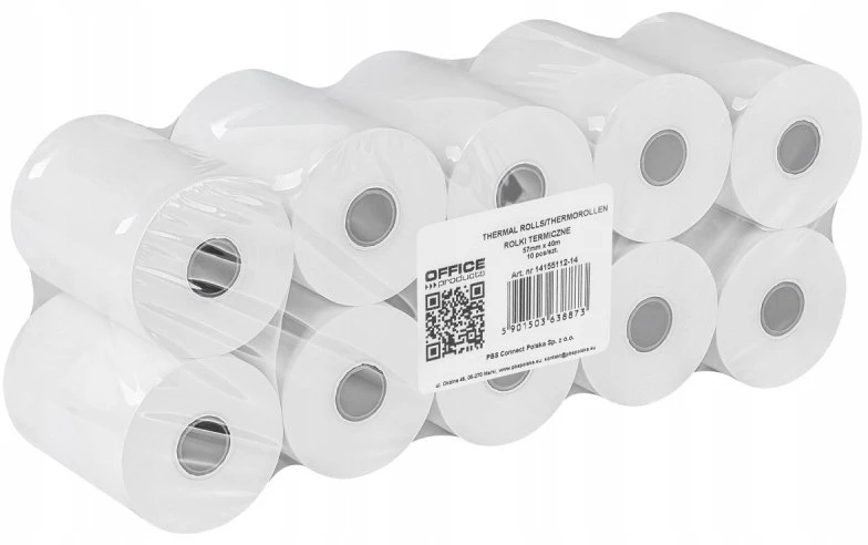 „OfficeProducts“ termoritiniai ritinėliai „OFFICE PRODUCTS“, 57 mm x 40 m, 48 +/- 6 g, 10 vnt., balti