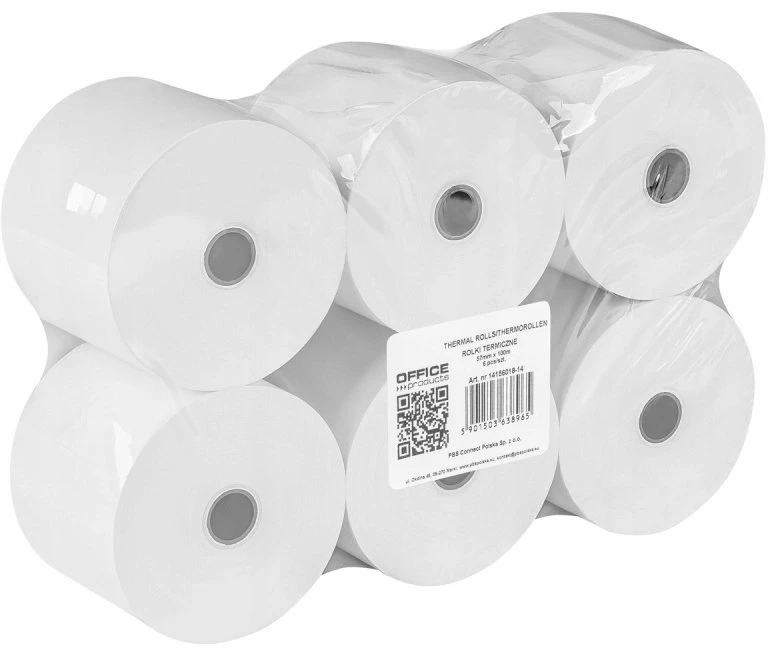 „OfficeProducts“ termoritinėliai „OFFICE PRODUCTS“, 57 mm x 100 m, 48 g/m² ± 6, 6 vnt., balti