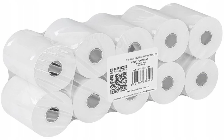 OFFICE PRODUCTS Terminis popierius ritinėliais OFFICE PRODUCTS, 60 mm x 30 m, gr. 48 +/- 6, 10 vnt., balti