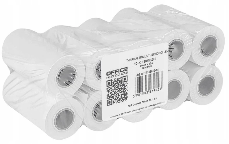 OfficeProducts Terminiai ritinėliai OFFICE PRODUCTS, 80mm x 30m, storis 48 +/- 6, 10 vnt., balti