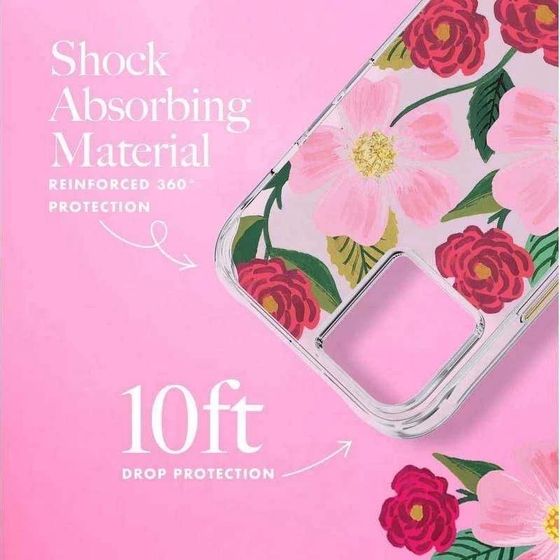 Rifle Paper Clear - dėklas decorated in auksinis skirtas Apple iPhone 14 Plus Rose Garden