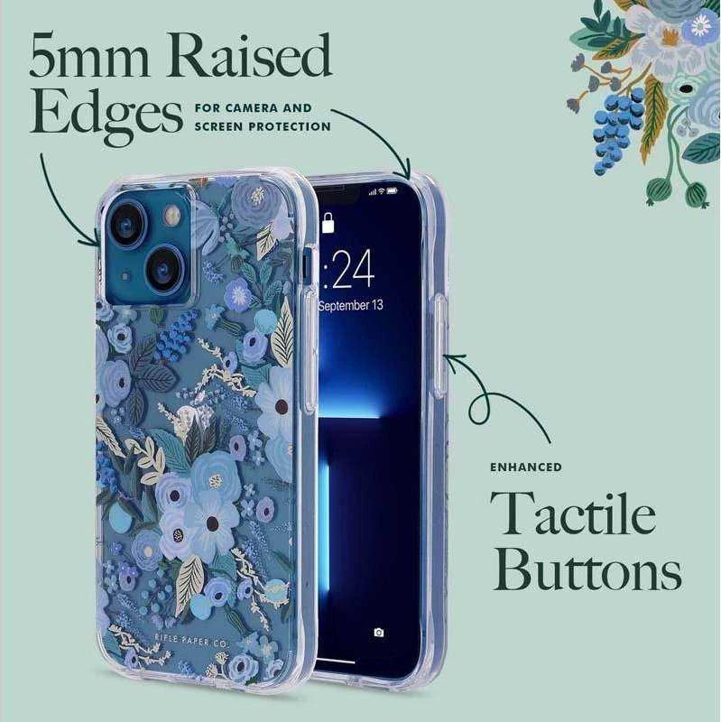 Rifle Paper Clear - dėklas skirtas Apple iPhone 14 Plus Garden Party Mėlyna