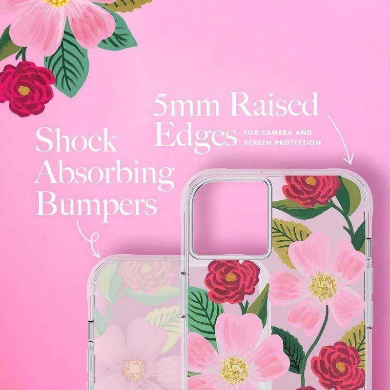Rifle Paper Clear - dėklas decorated in auksinis skirtas Apple iPhone 14 Plus Rose Garden