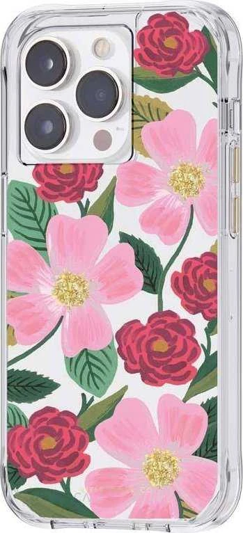 Rifle Paper Clear - dėklas decorated in auksinis skirtas Apple iPhone 14 Pro Max Rose Garden