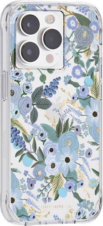 Rifle Paper Clear - dėklas skirtas Apple iPhone 14 Pro Garden Party Mėlyna