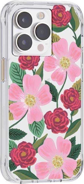 Dėklas Rifle Paper Clear - Case decorated in auksinis for Apple iPhone 14 Pro Rose Galden
