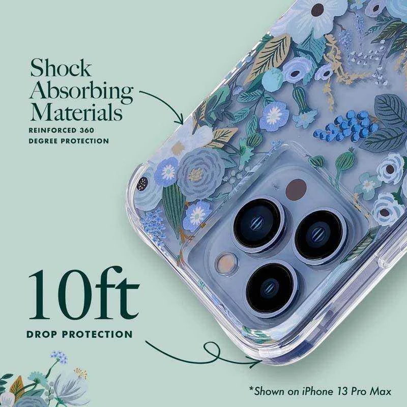 Rifle Paper Clear - dėklas skirtas Apple iPhone 14 Pro Max Garden Party Mėlyna