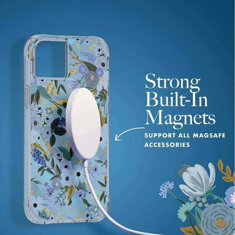 Rifle Paper Clear MagSafe - dėklas skirtas Apple iPhone 14 Plus Garden Party Mėlyna