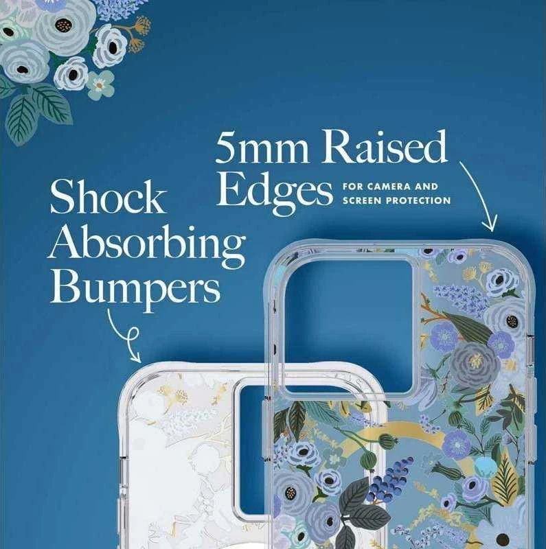 Rifle Paper Clear MagSafe - dėklas skirtas Apple iPhone 14 Pro Max Garden Party Mėlyna