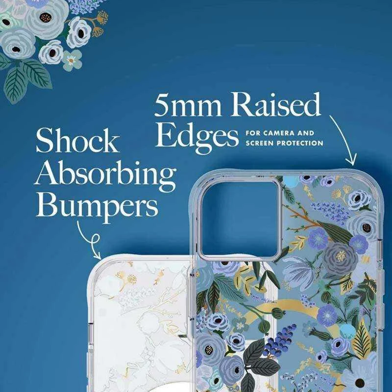 Rifle Paper Clear MagSafe - dėklas skirtas Apple iPhone 14 Plus Garden Party Mėlyna