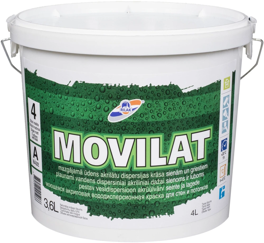 Dispersiniai dažai Rilak Movilat-4 balta matiniai 3.6 L