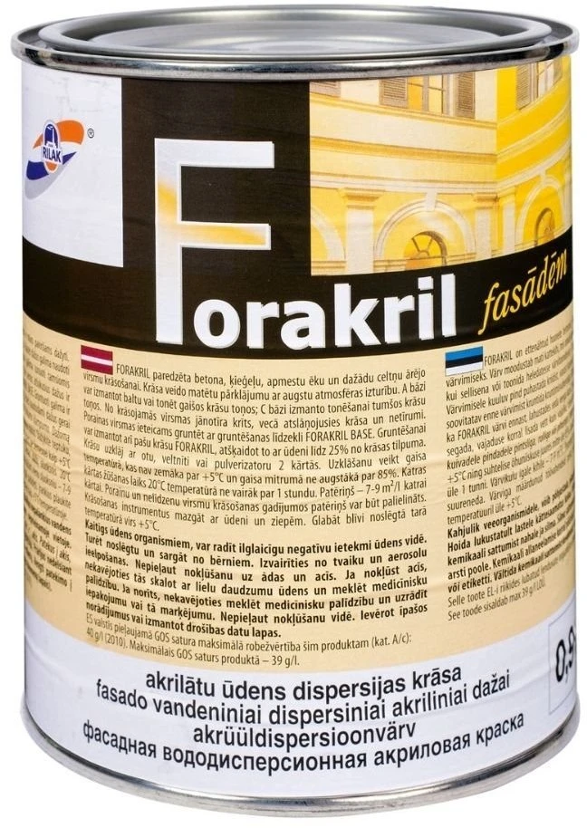 Dažai RILAK FORAKRIL bazė A (balta), 900 ml.