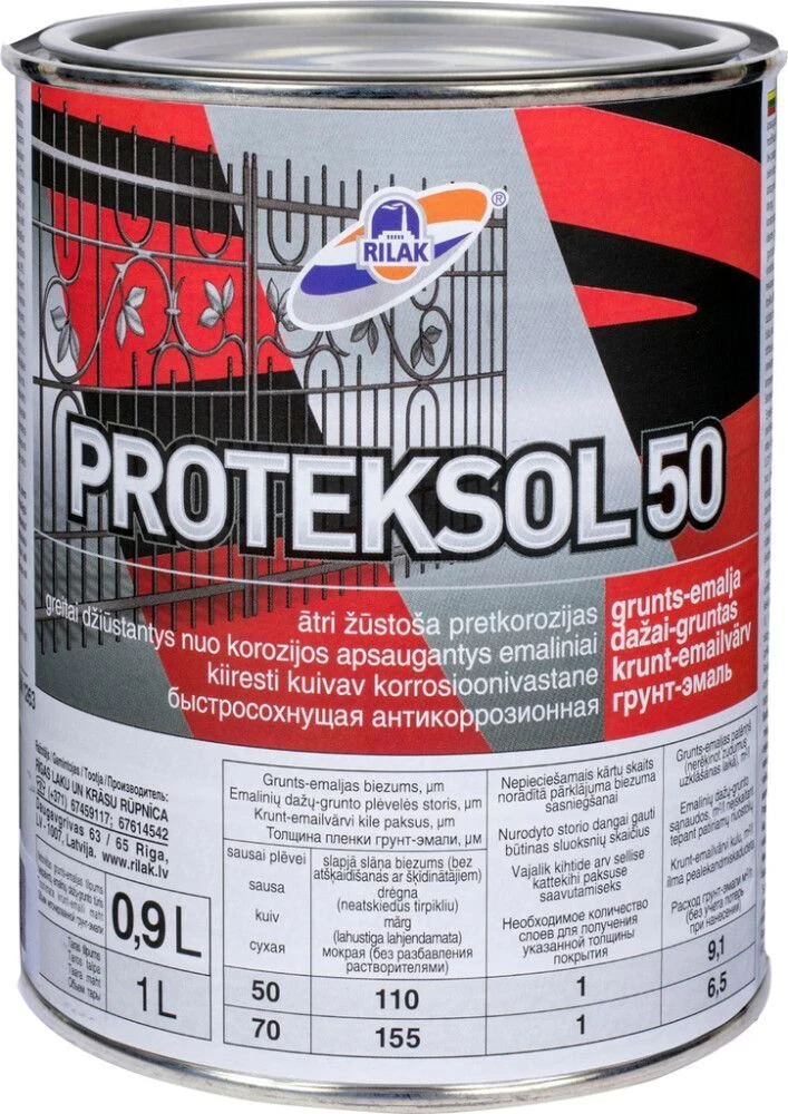 Rilak GRUNTAS-DAŽAI ANTIKOROZINIS Juodas 0,9 l PROTEKSOL-50,