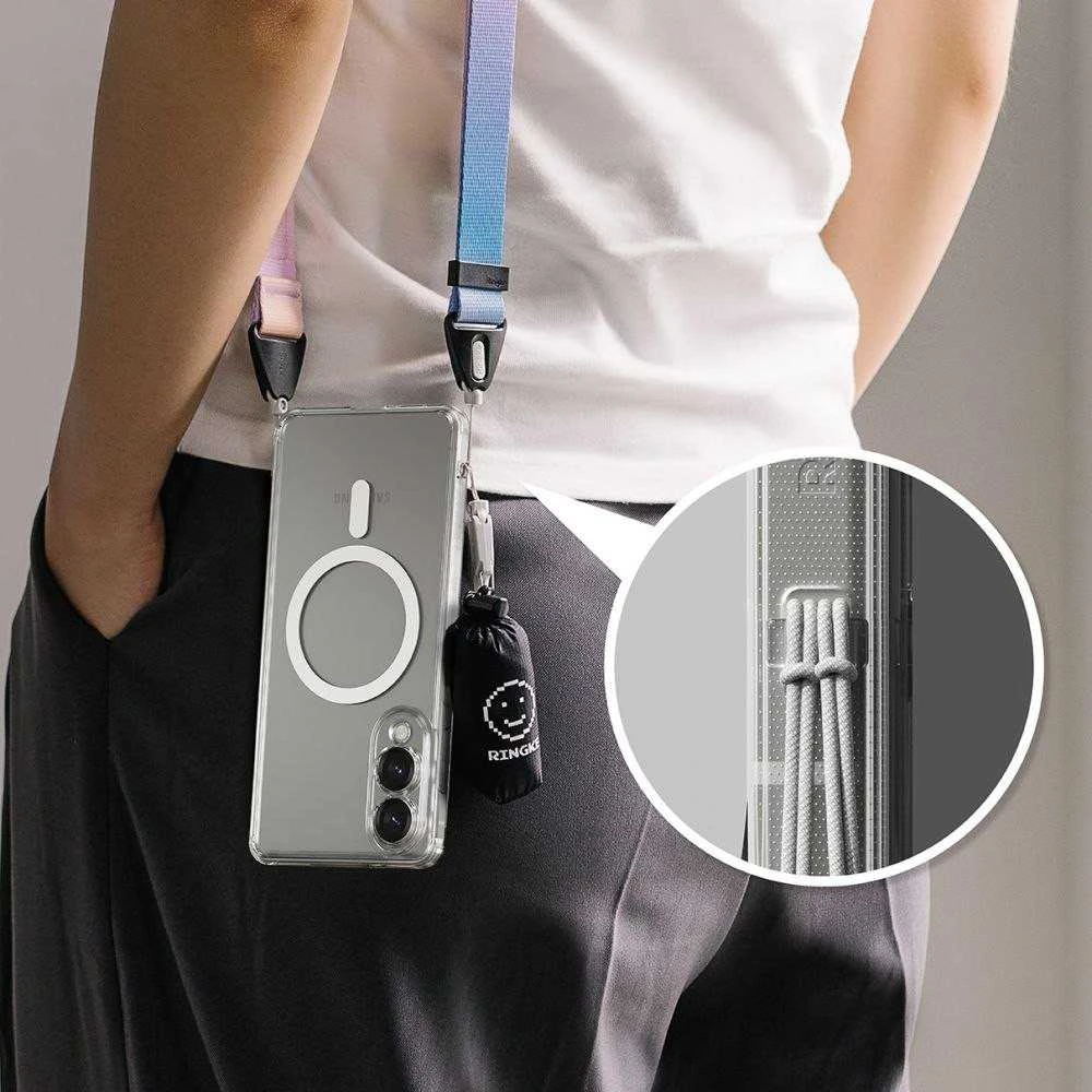 Ringke Fusion Magnetic MagSafe dėklas skirtas Samsung Galaxy S25 Edge – skaidrus