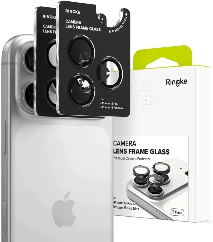 Ringke Camera Frame Protector 2 vnt. grūdinto stiklo apsauga iPhone 18 Pro / Pro Max - Juodas