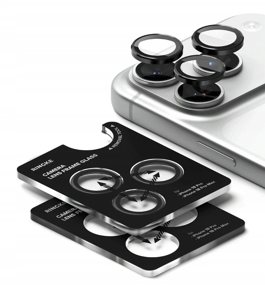 Ringke Camera Frame Protector 2 vnt. grūdinto stiklo apsauga iPhone 18 Pro / Pro Max - Juodas