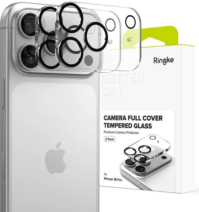 Ringke Camera Full Cover 2 vnt. grūdintas stiklas iPhone 18 Pro - Juodas