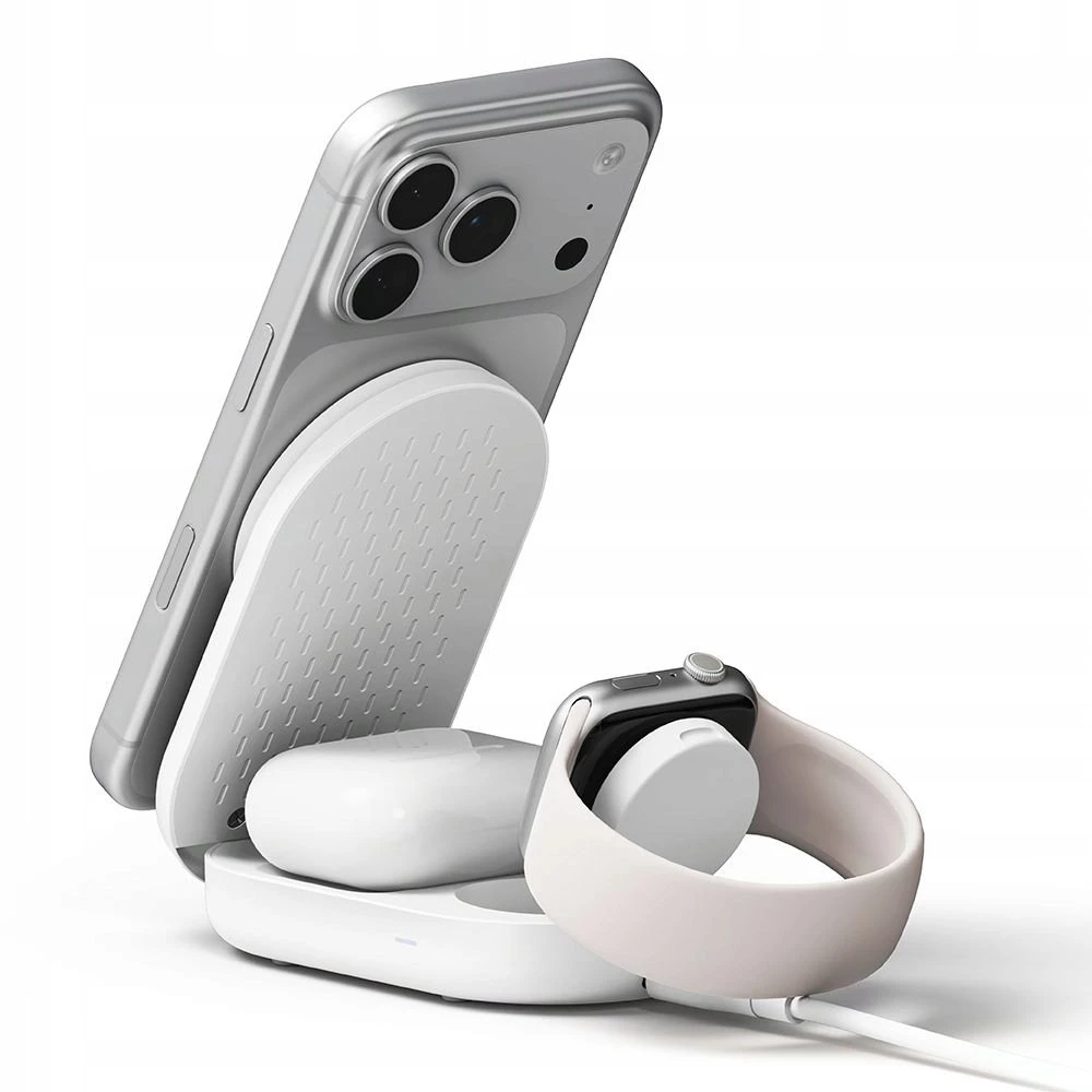 Ringke QI2.2 25W 3in1 Magnetic MagSafe belaidis sulankstomas įkroviklis baltos spalvos