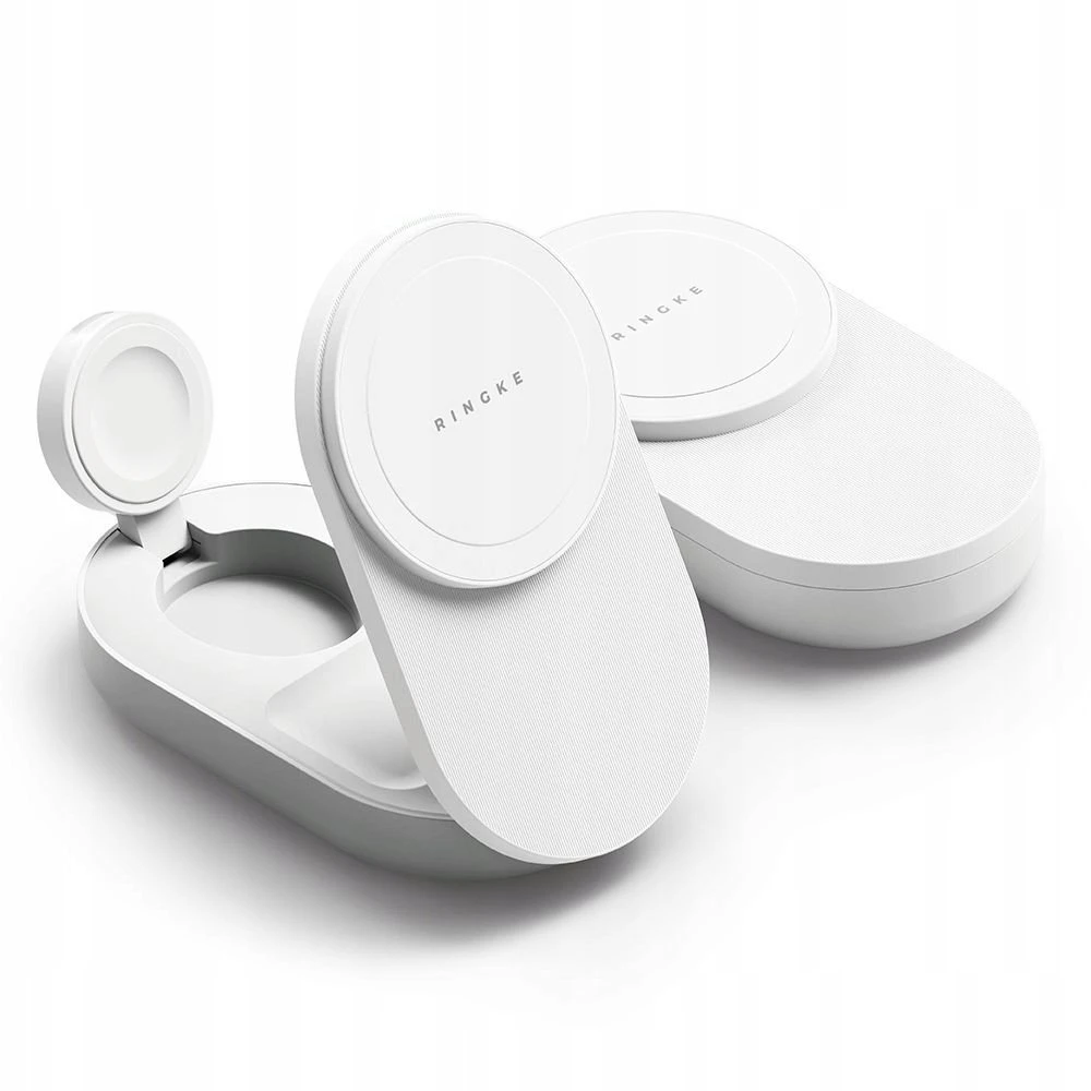 Ringke QI2.2 25W 3in1 Magnetic MagSafe belaidis sulankstomas įkroviklis baltos spalvos