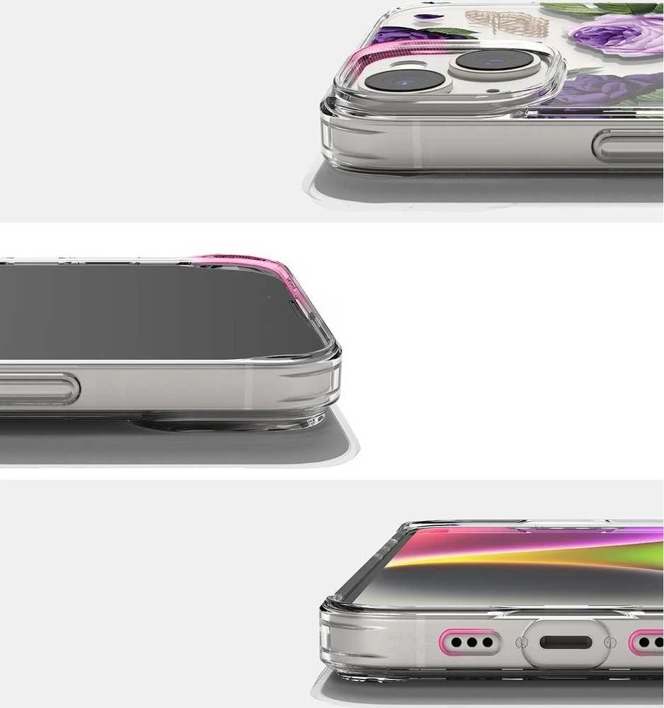 Ringke Fusion Design Armored Gel Frame Apple iPhone 14 Plus dėklas telefonui skaidrus (Violetinė rose) (FD637E29)