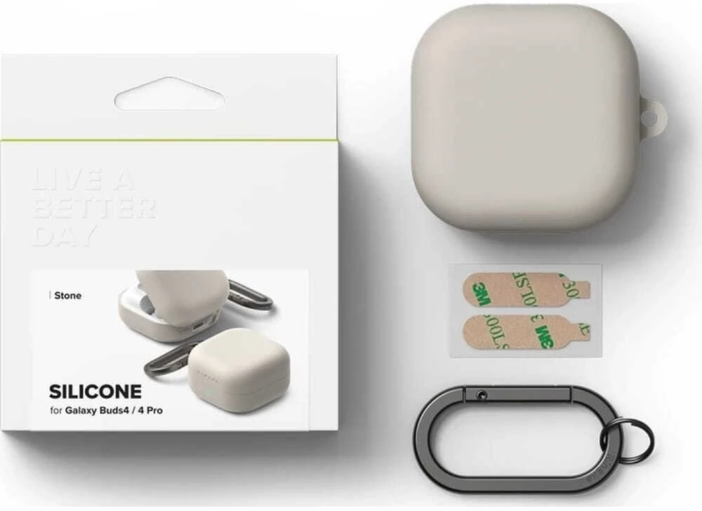 Dėklas „Ringke“ silikoninės „Samsung Galaxy Buds 4 / 4 Pro“ ausinės, akmuo
