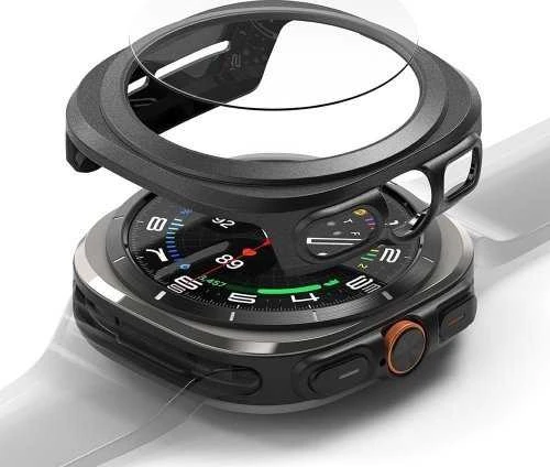 Dėklas + apsauginis stiklas Samsung Galaxy Watch Ultra (47mm) Ringke Slim Titanium juodos spalvos