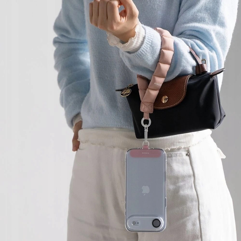 Ringke Rinkge Holder & Puffer Hand Strap Floral rožinės spalvos