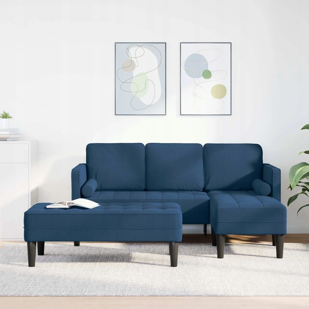 Sofa Sofos komplektas 2 vnt. Mėlyna Poliesteris