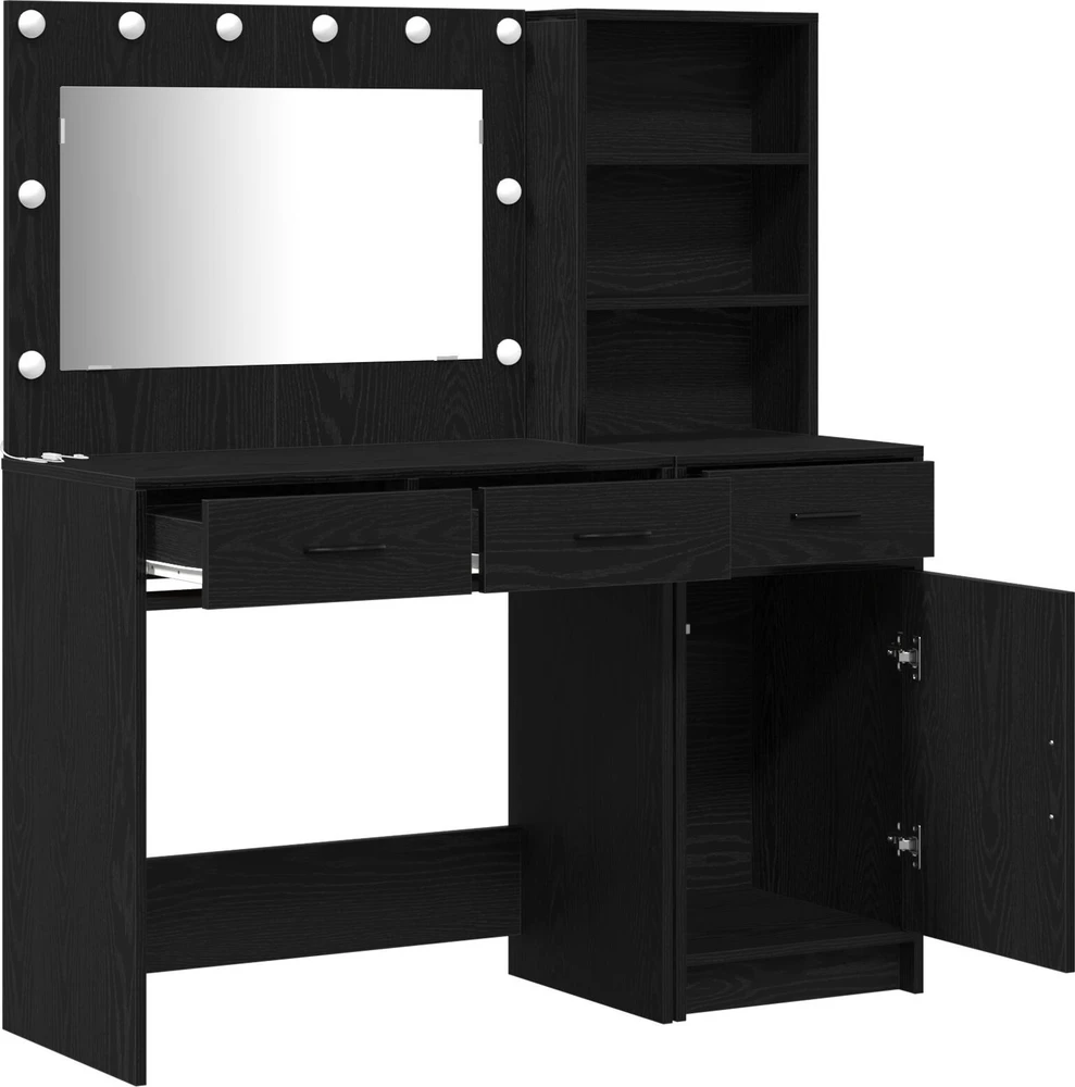 Makiažo stalas 2 vnt. Juoda 78,5 x 41 x 135 cm Apdirbta mediena