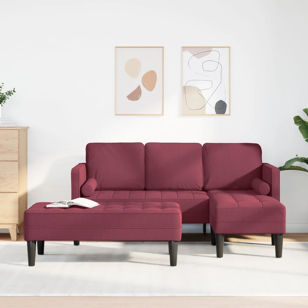 Sofa Sofos komplektas 2 vnt. Vyno raudona Poliesteris