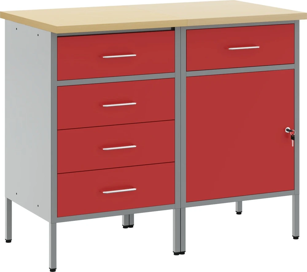 Darbo spinta 2 vnt. Raudona ir pilka 100 x 55 x 85 cm