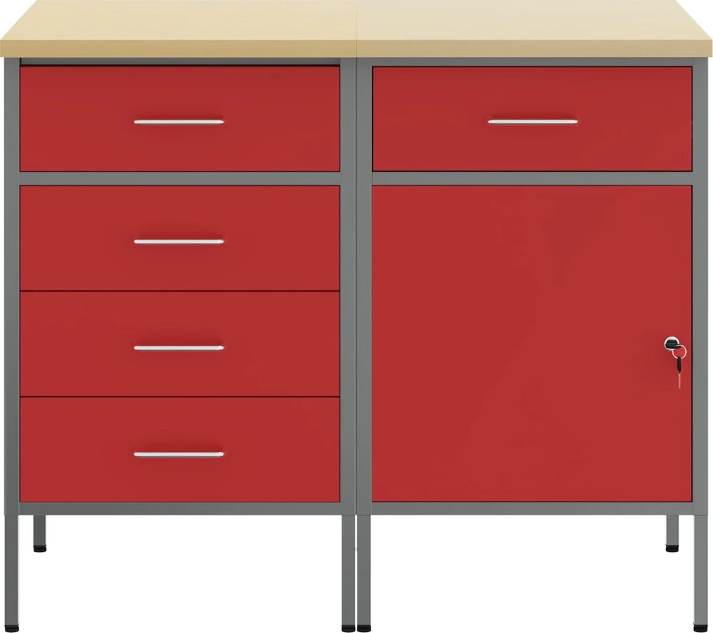 Darbo spinta 2 vnt. Raudona ir pilka 100 x 55 x 85 cm