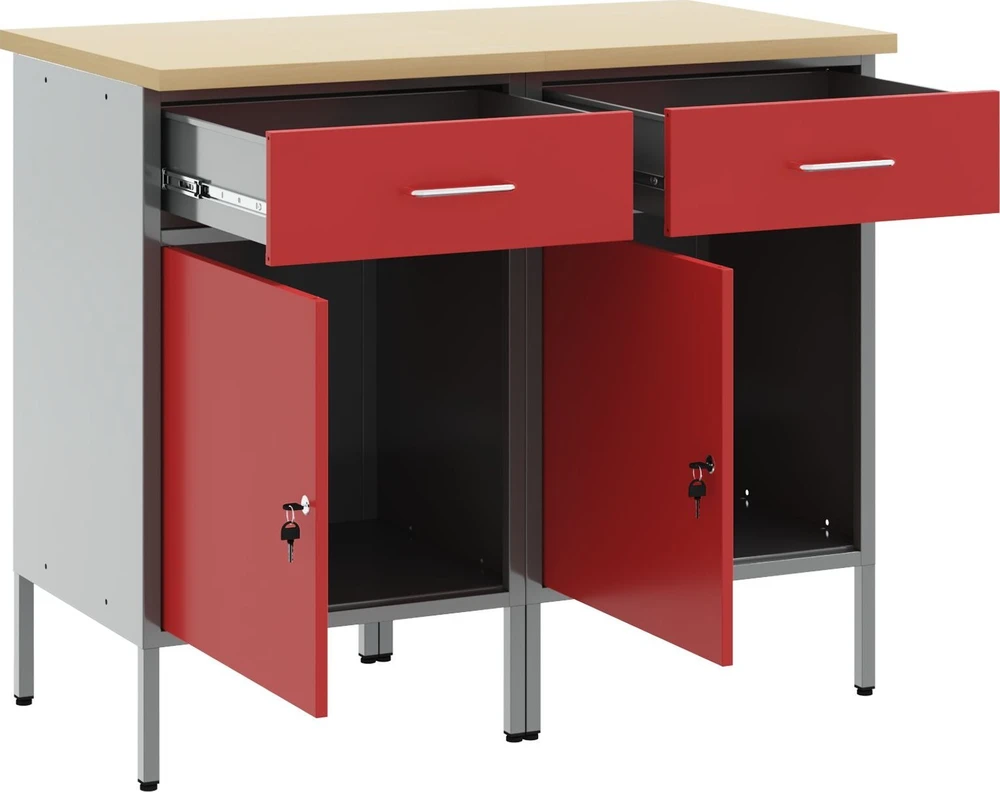 Darbo spinta 2 vnt. Raudona ir pilka 100 x 55 x 85 cm