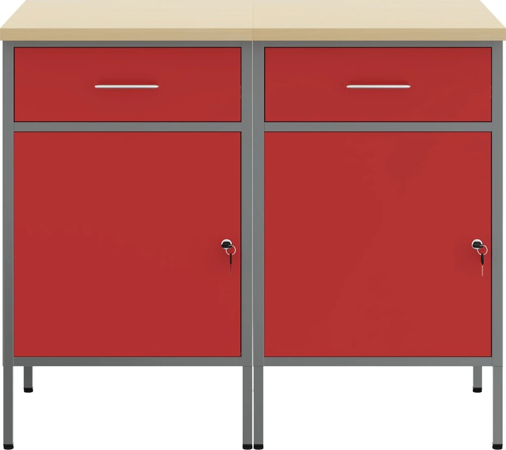 Darbo spinta 2 vnt. Raudona ir pilka 100 x 55 x 85 cm